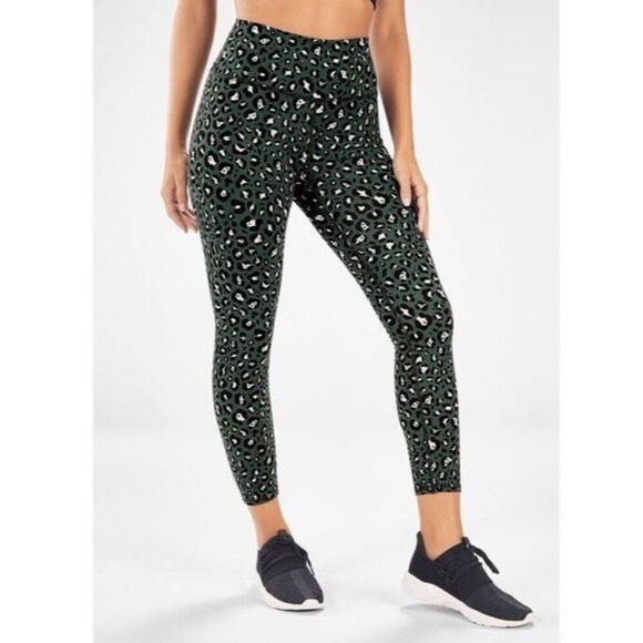FABLETICS leggings Define PowerHold High-Waisted 7/8 Leopard Green - Picture 1 of 6